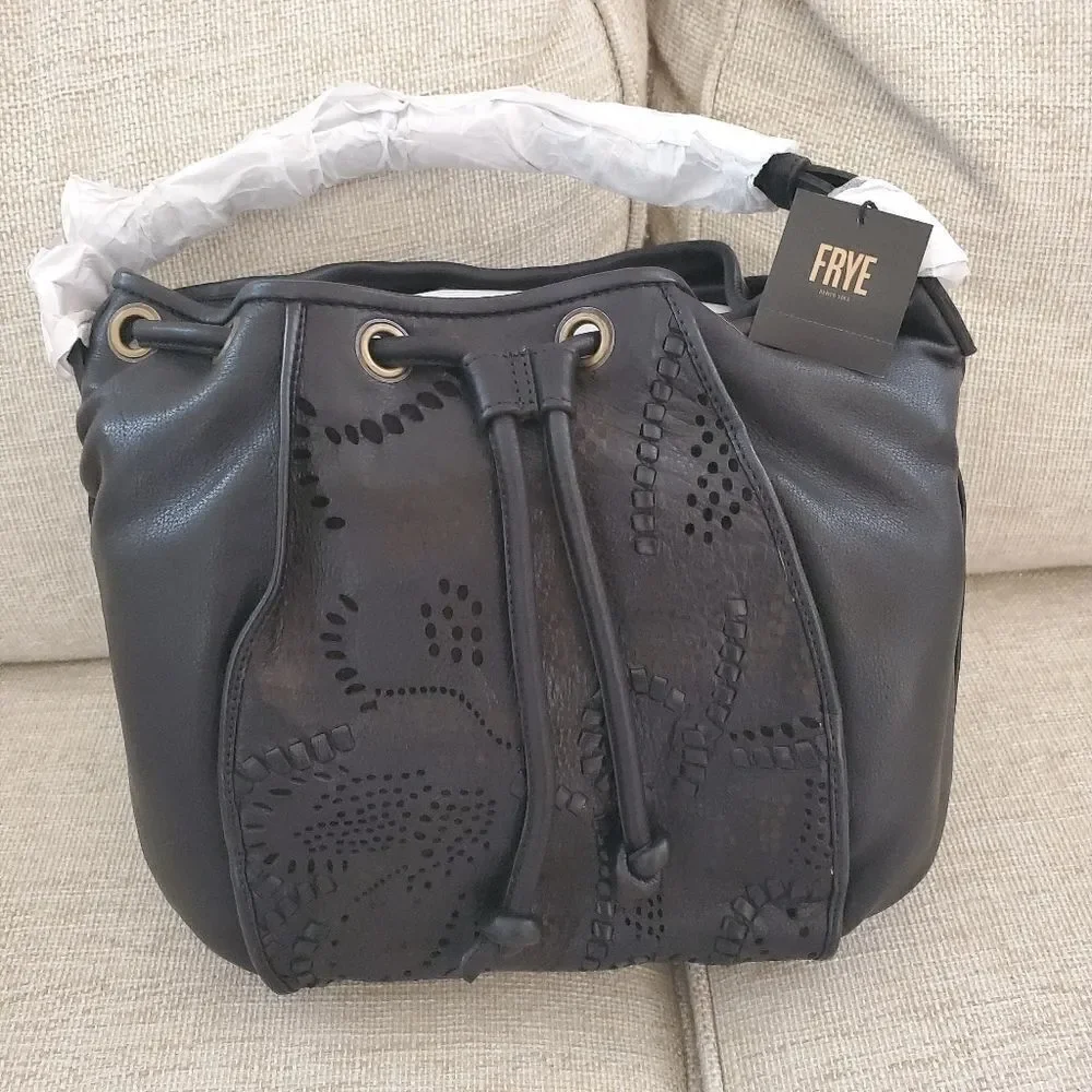Frye Vivian Leather Bucket Bag in Black - NEW